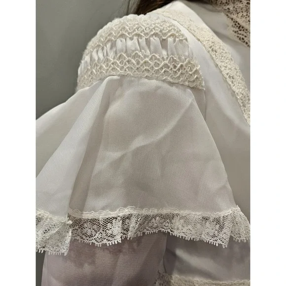 Vintage 70s Cream Prairie Dress Victorian Peasant Cottage Lace Boho Wedding Gown - Picture 6 of 16